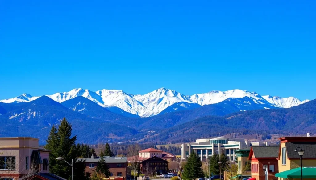 Image of Buena Vista, Colorado, with the Collegiate Peaks Wilderness in the background