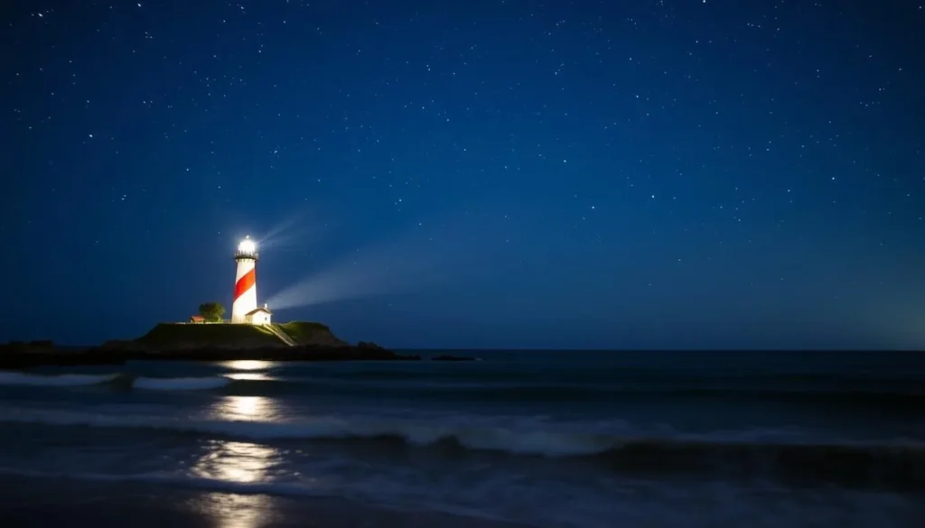 Image of Cape Lookout Lighthouse at night