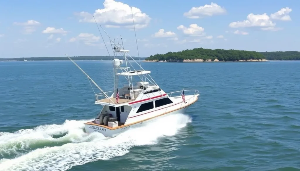 Image of Captain's Lady Charters boat sailing in the Delaware Bay