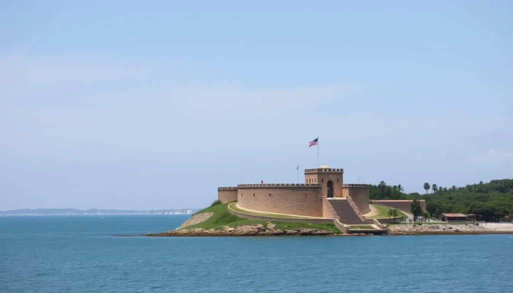 Image of Castillo San Carlos de La Barra, a colonial-era fortress located on a small island near La Guaira