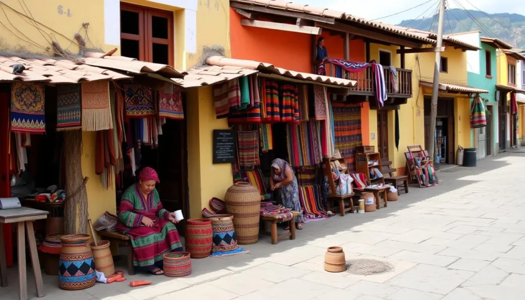 Image of Catacaos town with artisans at work