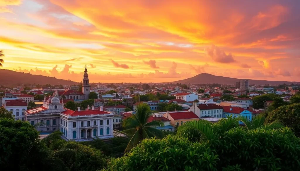Image of Cayenne cityscape with a mix of colonial and Creole architecture