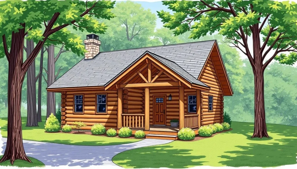 Image of Chalet of Canandaigua's cozy log cabin exterior surrounded by serene landscape