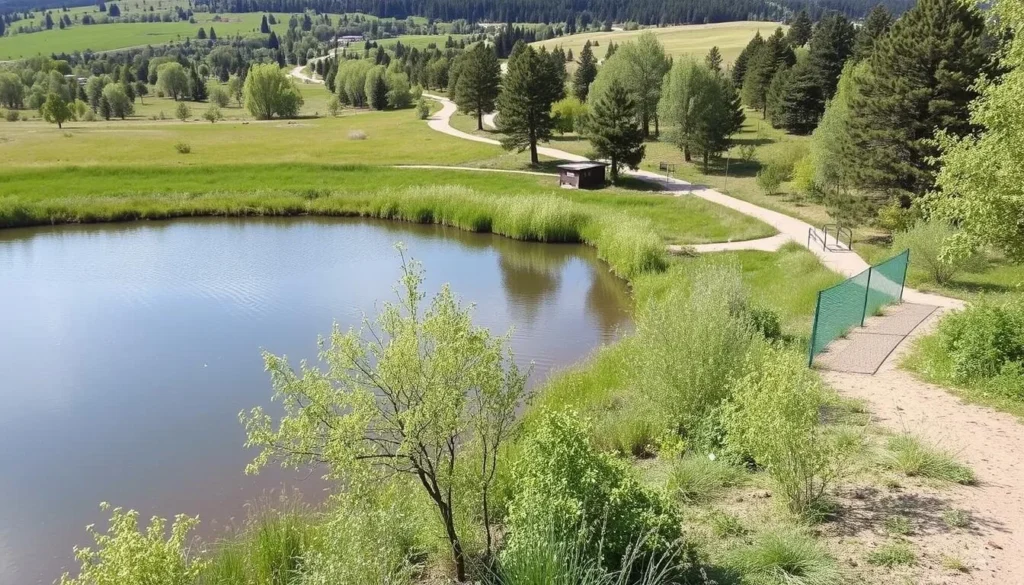 Image of Cherry Creek State Park's serene landscape with a lake and surrounding trails.