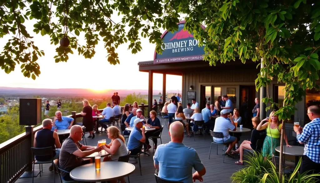 Image of Chimney Rock Brewing's outdoor deck
