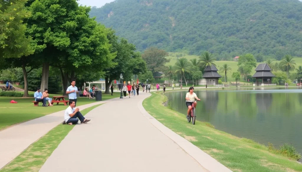 Image of Chitgar Park and Lake with people enjoying recreational activities