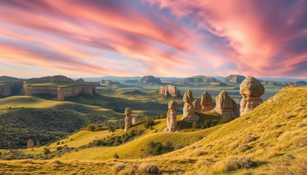 Image of Chriby Hills landscape with rolling hills and unique limestone formations