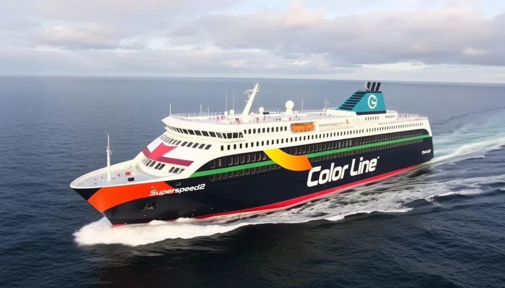 Image of Color Line Superspeed2 ferry sailing from Larvik to Hirtshals