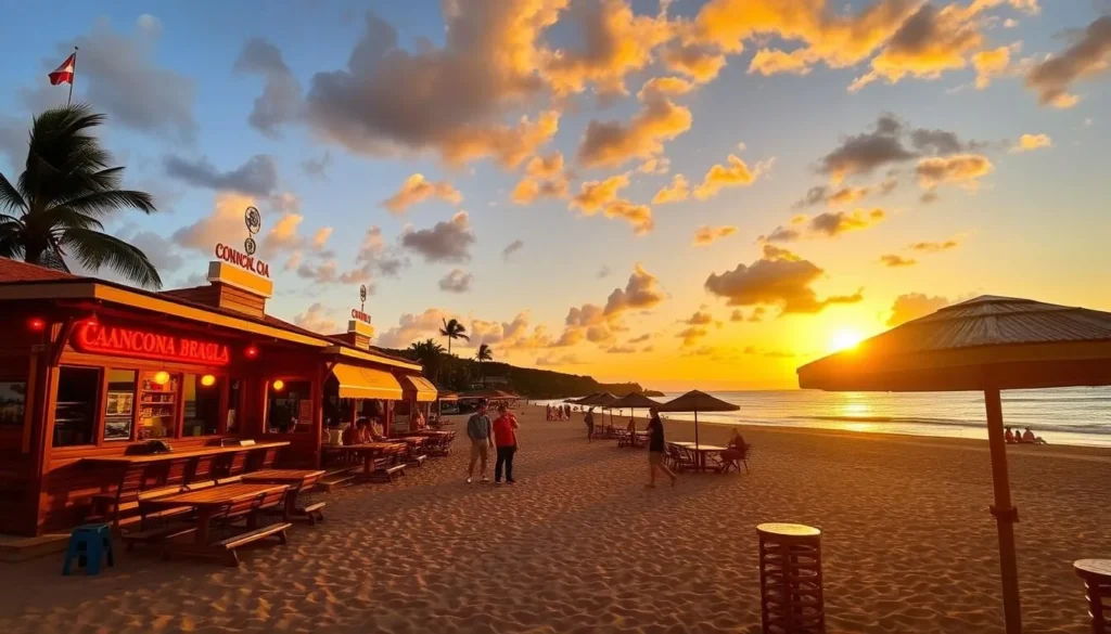 Image of Concón beach with seafood restaurants