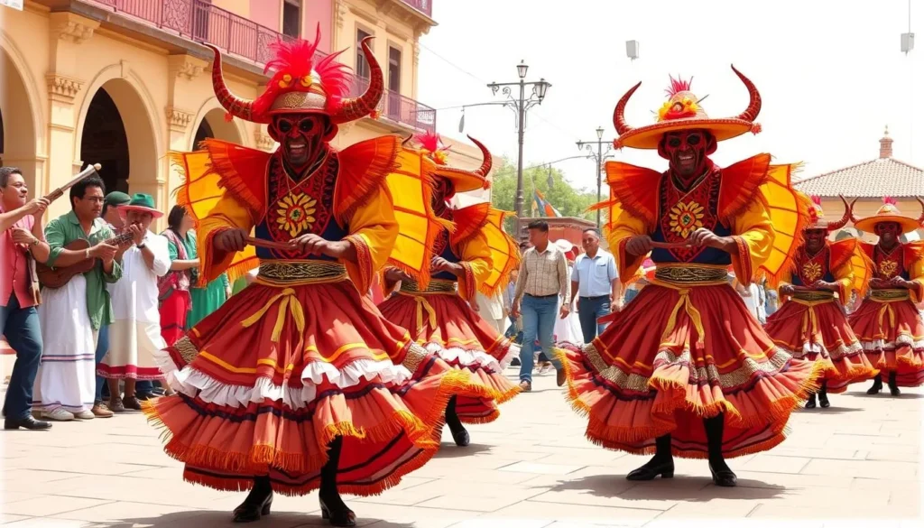 Image of Diablos Danzantes performers in San Francisco de Yare