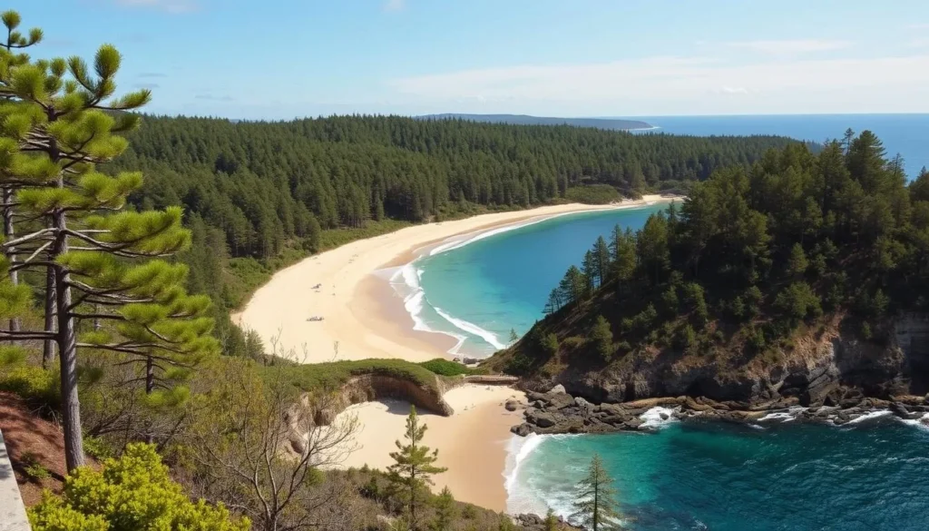 Image of Digersand Beach surrounded by pine forests