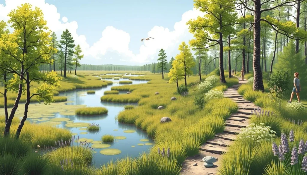 Image of Dumme Mosse Nature Reserve with hiking trails and wetlands