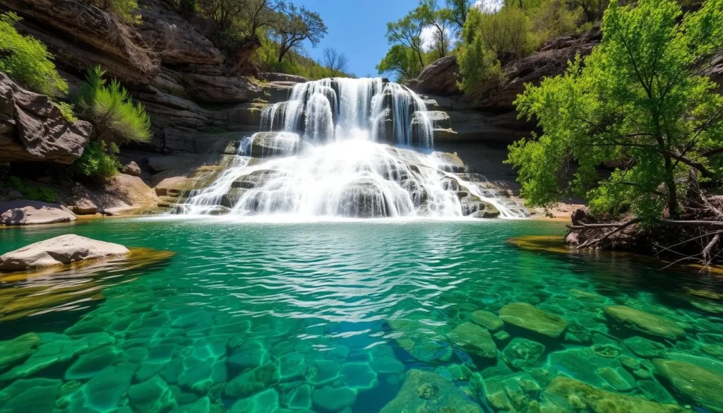 Image of Earl M. Hardy Box Canyon Springs Nature Preserve with crystal-clear spring water and a 20-foot waterfall
