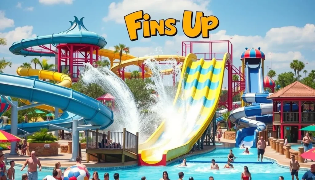 Image of Fins Up Water Park with thrilling water slides and attractions