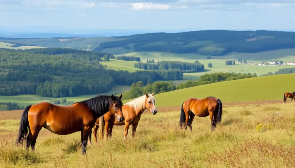 Image of Fladnitz and Havraníky Heath with Exmoor ponies grazing