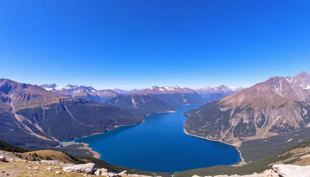 Image of Foljesta National Park's scenic viewpoint with mountains and a serene lake