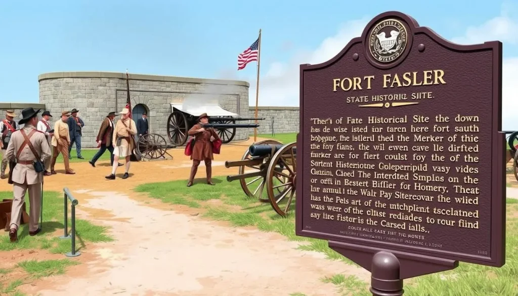 Image of Fort Fisher State Historic Site with a Civil War reenactment or a historic marker