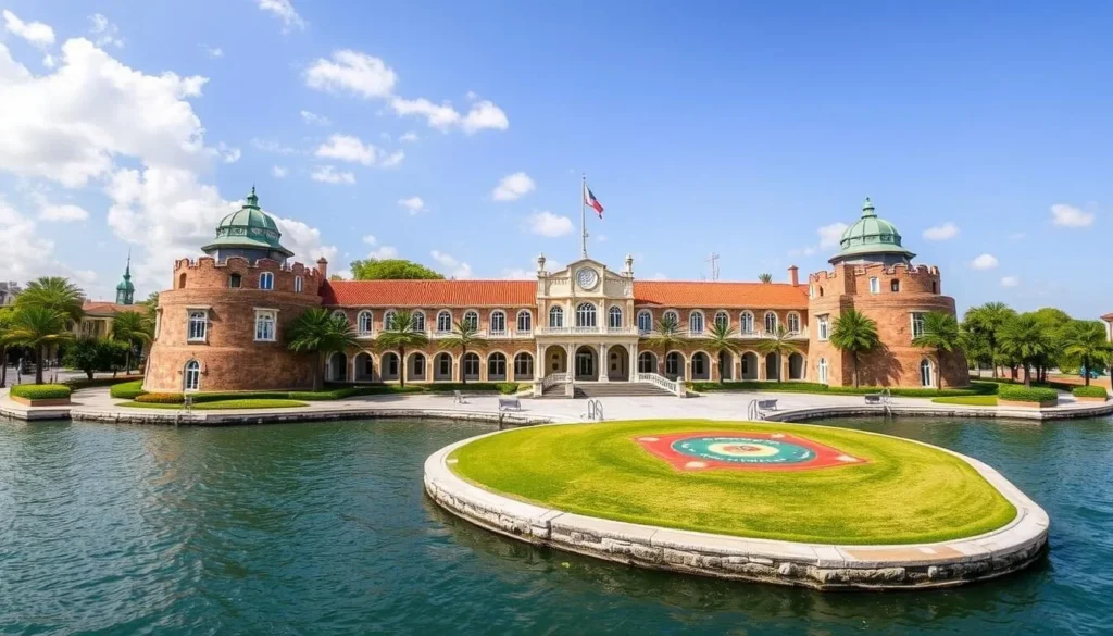 Image of Fort Zeelandia with a mix of colonial and modern architecture