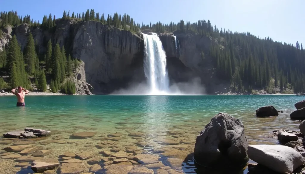 Image of Goat Lake with the waterfall.