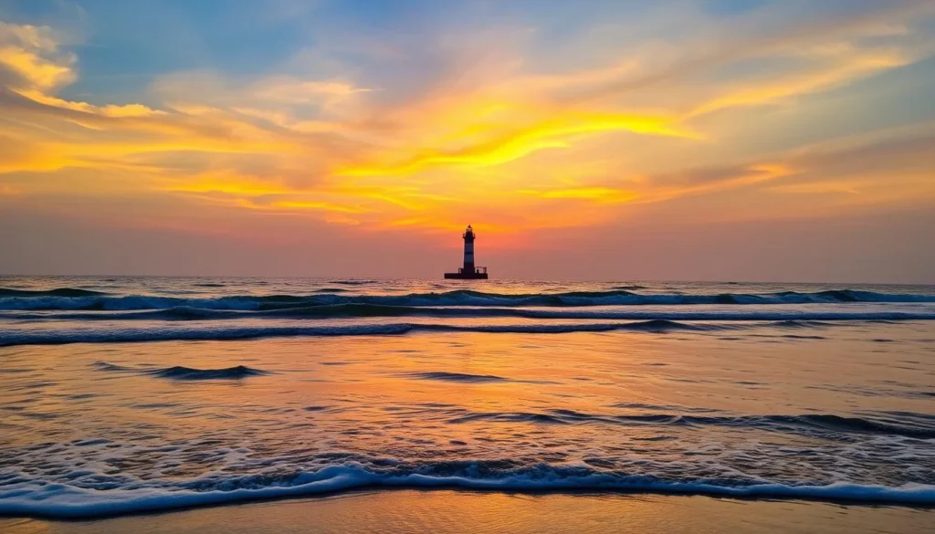 Image of Gopalpur Beach with a lighthouse Image of Gopalpur Beach with a lighthouse
