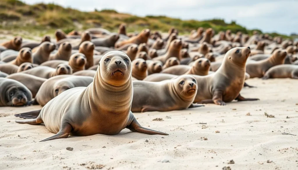 Image of Gotska Sandon Island's grey seal colony on the beach