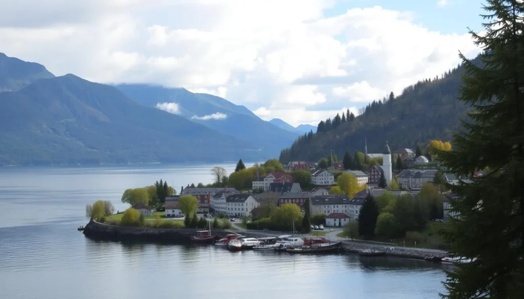 Image of Gran town on the shores of Lake Randsfjorden