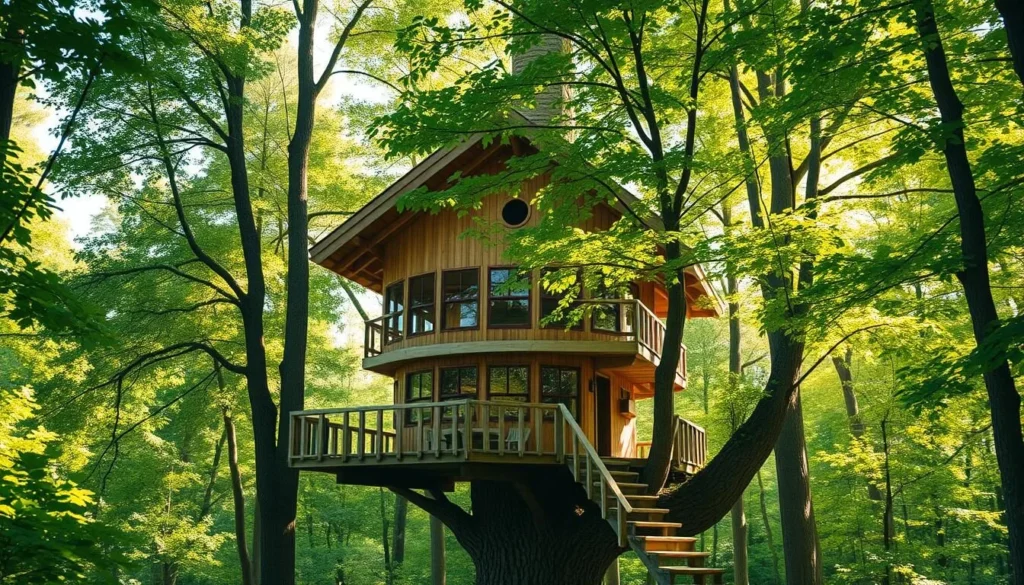 Image of Granö Beckasin tree house nestled among trees