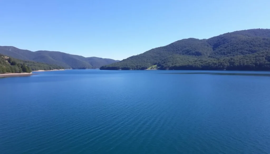 Image of Greers Ferry Lake with clear waters and forested hills