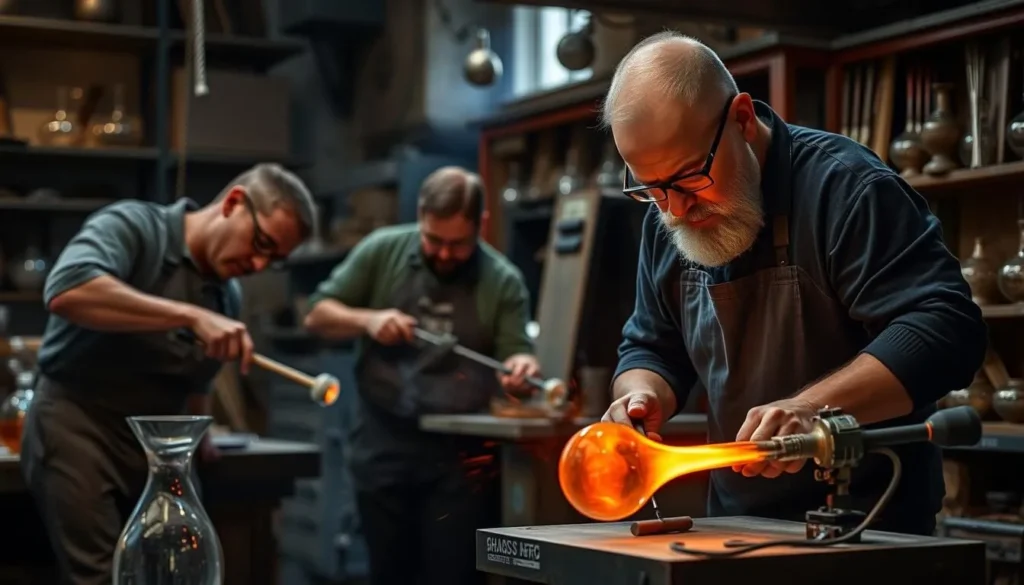 Image of Hadeland Glassverk glassblowers creating glass art