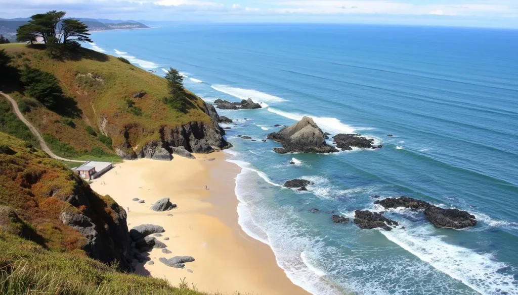 Image of Half Moon Bay's crescent-shaped beach