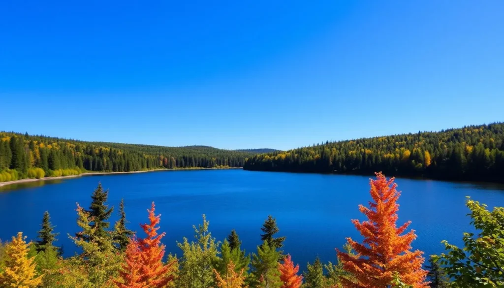 Image of Haukkalampi lake and surrounding forest