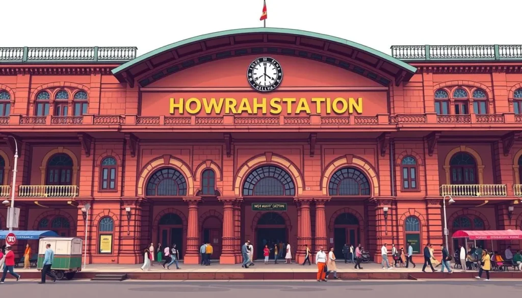 Image of Howrah Railway Station's grand facade
