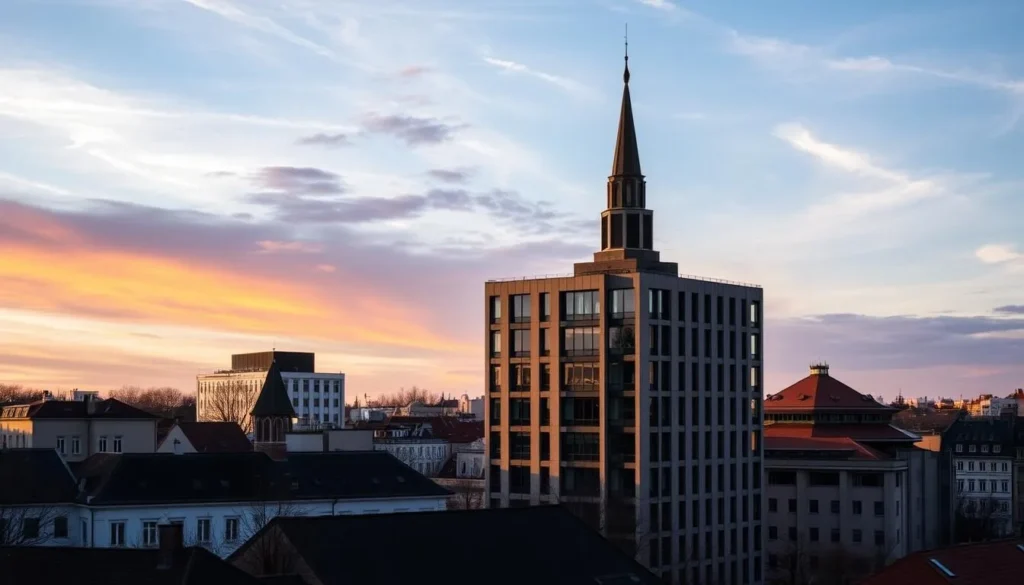Image of Hradec Králové cityscape with modernist architecture