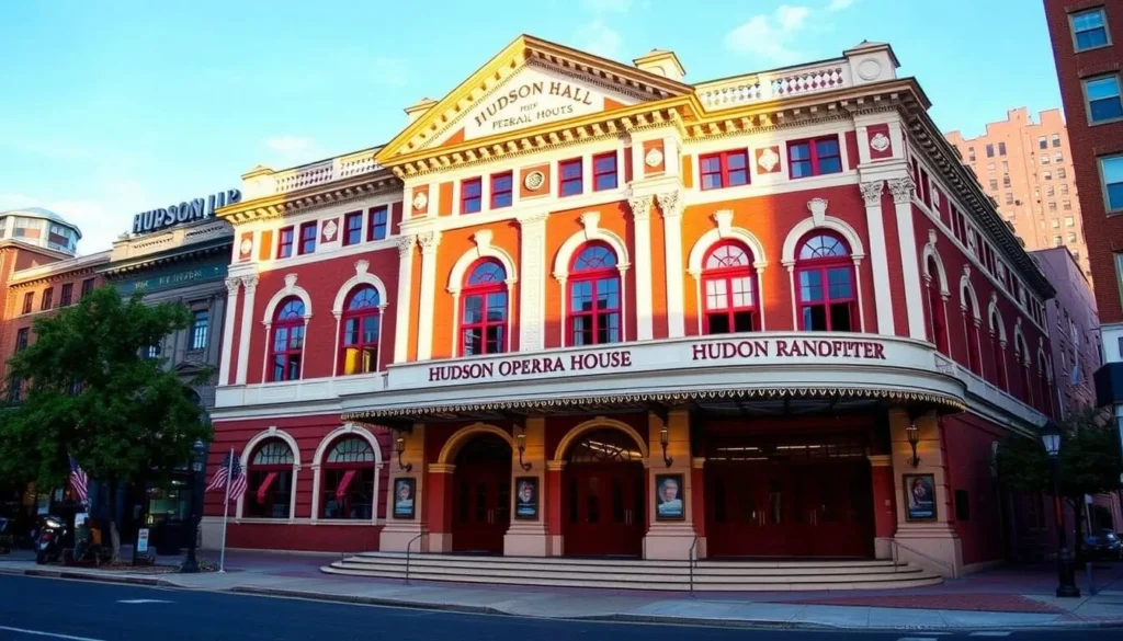 Image of Hudson Hall, formerly the Hudson Opera House, showcasing its restored architecture