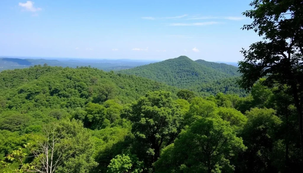 Image of Jamboti Hills with lush green forests and a serene atmosphere