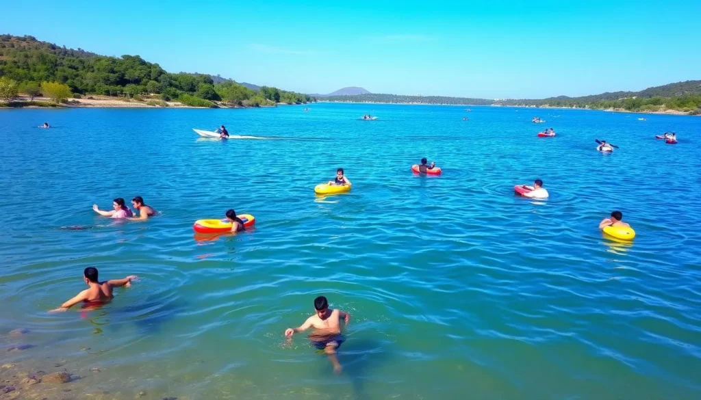 Image of Jordan Lake with a serene atmosphere and people enjoying water activities