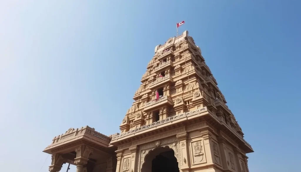 Image of Kandaswamy Temple's five-tiered gateway tower