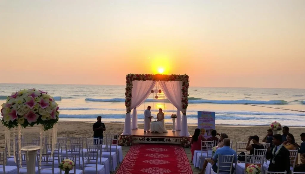 Image of Kollam Beach with a wedding setup