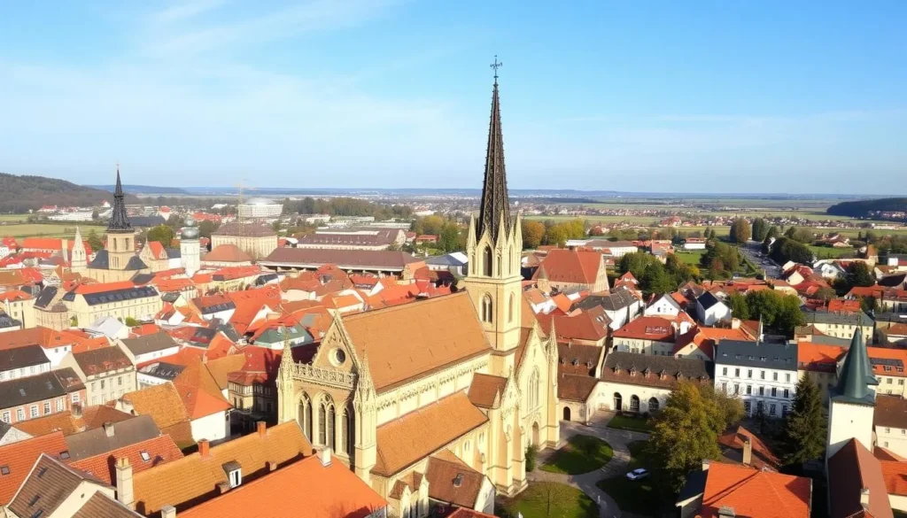 Image of Kutná Hora cityscape with St. Barbara's Cathedral in the foreground