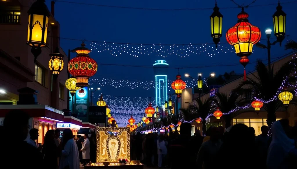 Image of Kuwait City during Ramadan with traditional iftar decorations