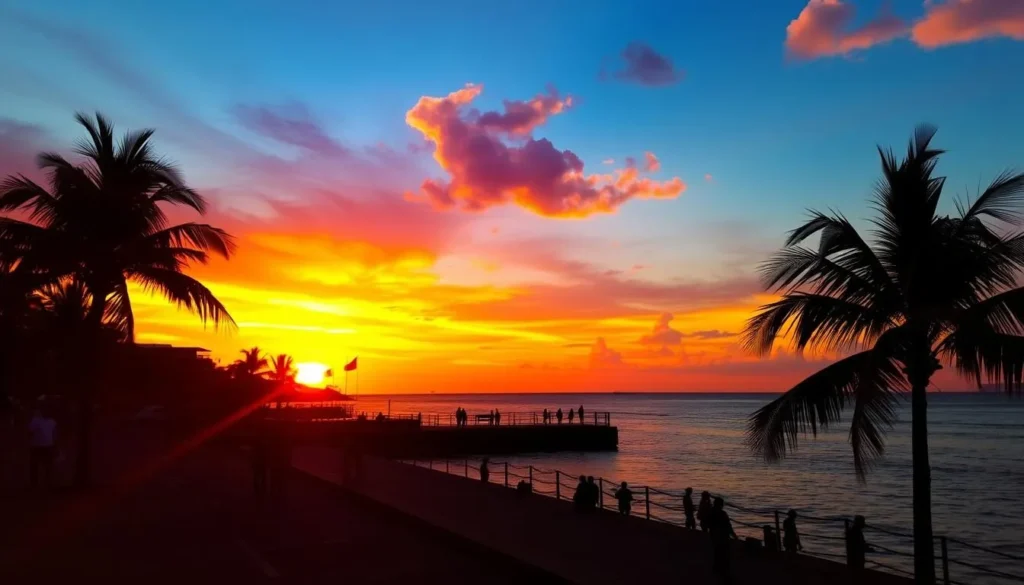 Image of La Guaira's Malecón at sunset