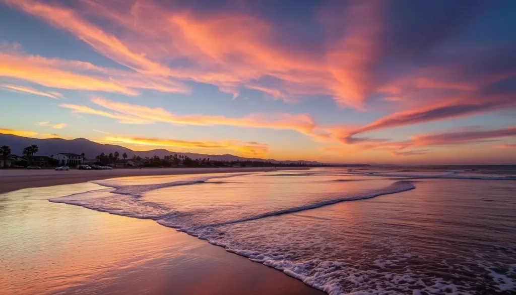 Image of La Susana's beachfront location with a beautiful sunset