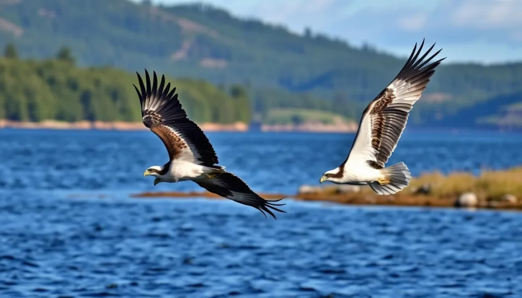 Image of Lake Åsnen with ospreys and white-tailed eagles