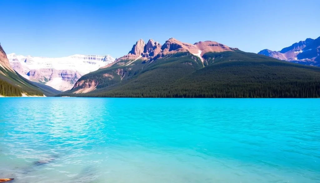 Image of Lake Louise with its turquoise waters and surrounding mountains
