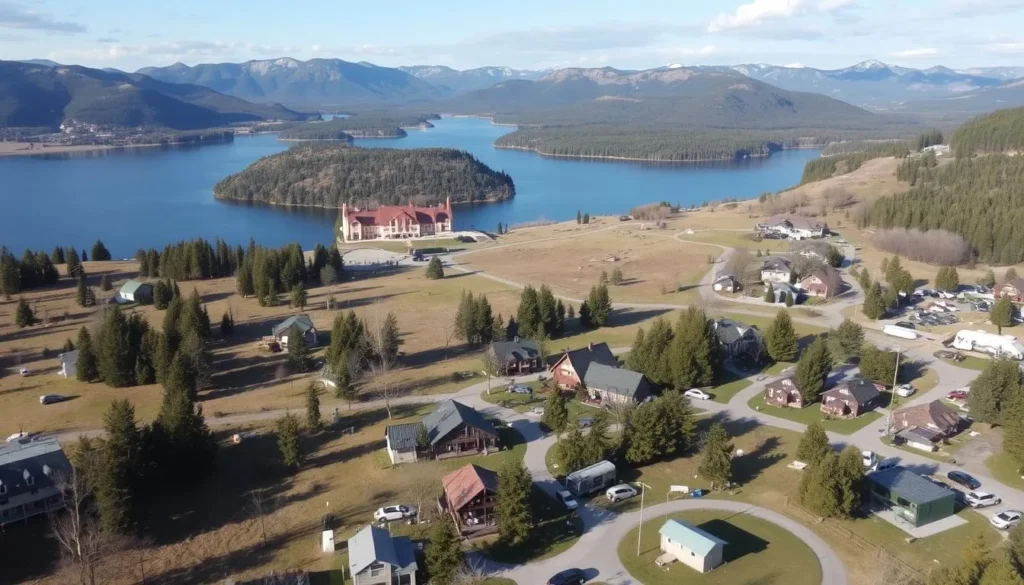 Image of Lake Most with various accommodation types in the surrounding area