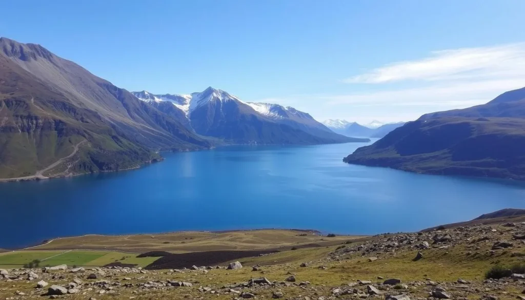 Image of Lake Nedre Heimdalsvatn surrounded by mountains