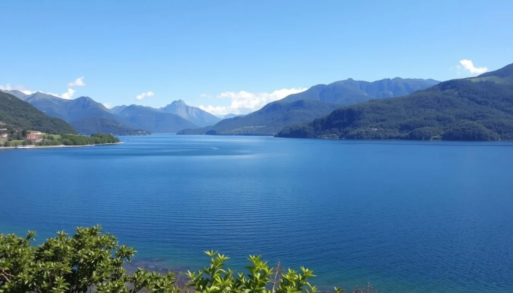 Image of Lake Stora Le with surrounding landscape