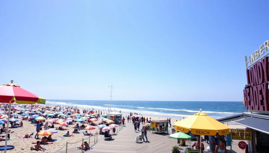 Image of Long Beach boardwalk during summer