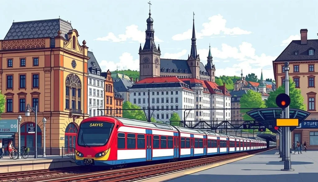 Image of Lund city with a train station in the foreground