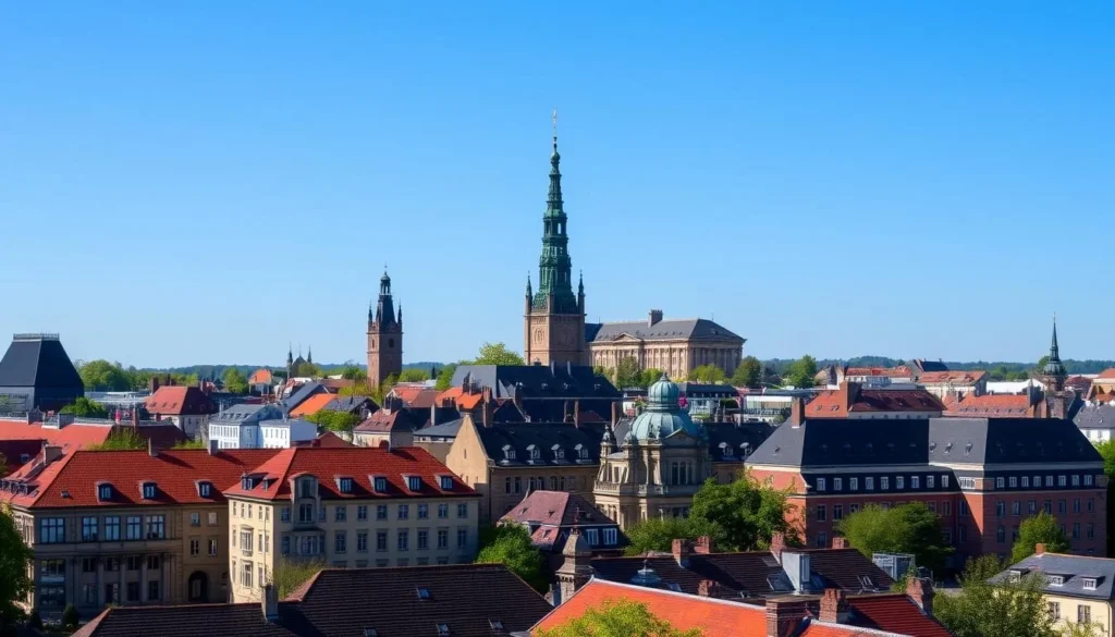 Image of Lund cityscape with historic buildings and university premises